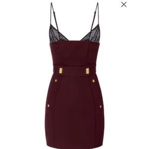 Chic Burgundy Mini Dress with Lace Details